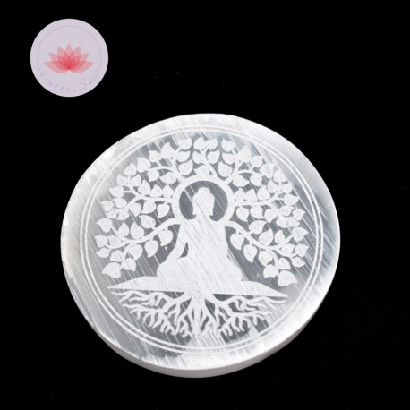 Bouddha + Arbre de vie Sélénite 10cm