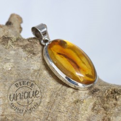 Pendentif Ambre naturel  et argent 4