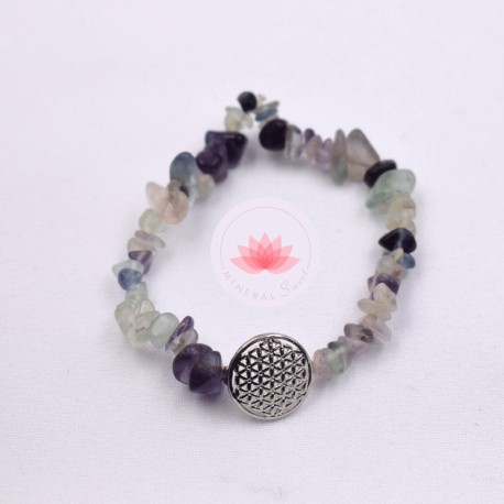Fluorita pulsera barroca con flor de vida
