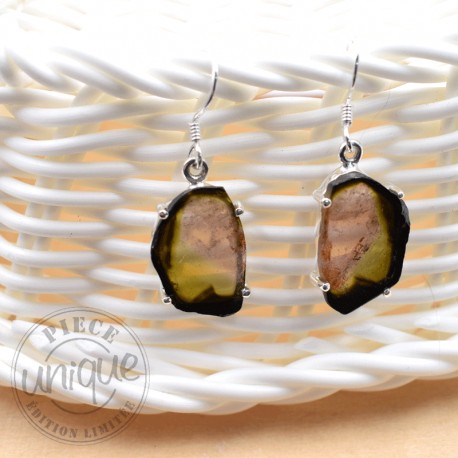 Boucles d'oreilles en Tourmaline multicolore et argent