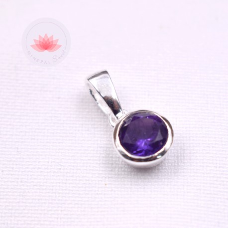 Pendentif Améthyste facettée serti argent