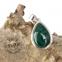 Pendentif Malachite  serti argent 2