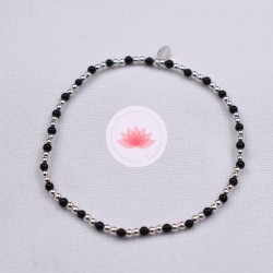 Pulseras perlas pequeñas en plata y Turmalina