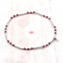 Bracelet petites perles Grenat et argent