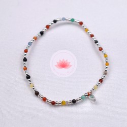 Pulsera perlas pequeñas en varias piedras y plata