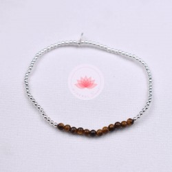 Pulsera perlas pequeñas Ojo de Tigre y plata