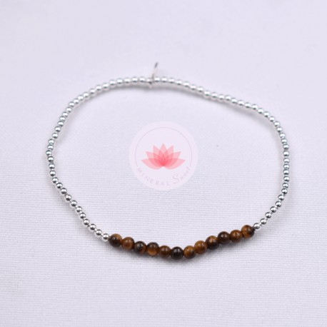 Pulsera perlas pequeñas Ojo de Tigre y plata