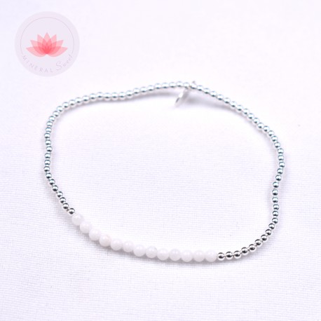 Bracelet petites perles Howlite et argent