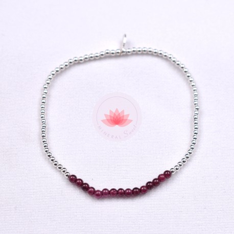 Bracelet petites perles Grenat et argent