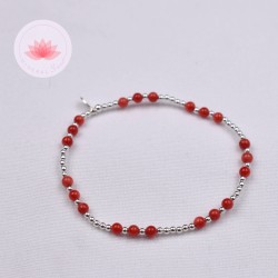 Bracelet petites perles Corail et argent