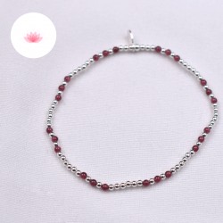 Bracelet petites perles Grenat et argent