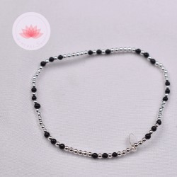 Pulsera perlas pequeñas en Turmalina negra y plata