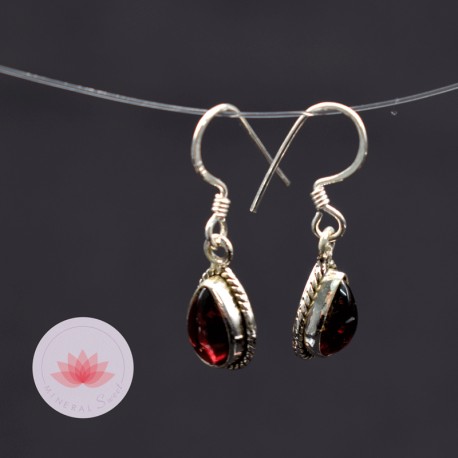 Boucle d'oreille Grenat argent