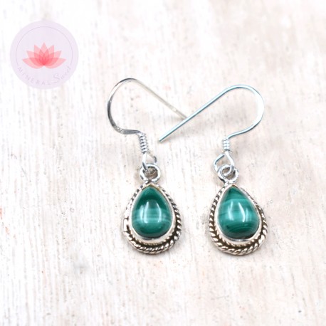 Boucle d'oreille Malachite et argent