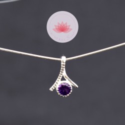 Pendentif Améthyste facettée et argent mini