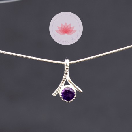 Pendentif Améthyste facettée et argent mini