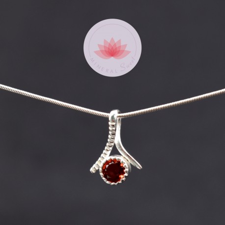 Pendentif  Grenat et argent mini