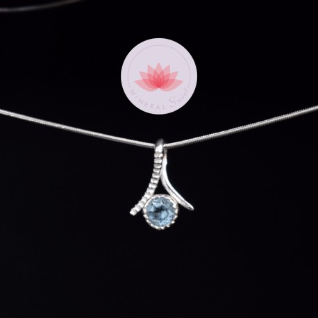 Pendentif Topaze bleue argent mini