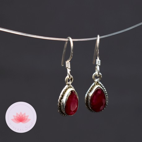 Pendientes Rubí facetado plata 3