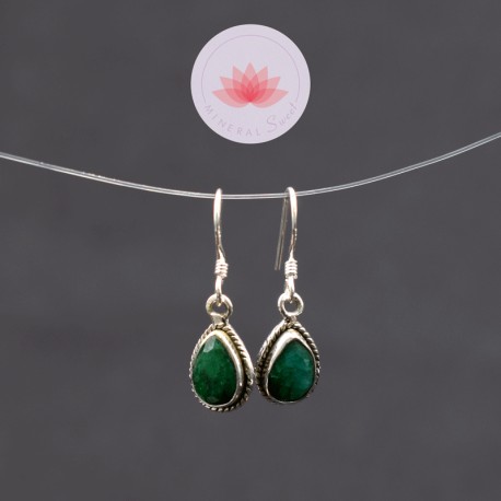 Boucle d'oreille Émeraude facettée serti argent