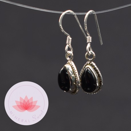 Pendientes Turmalina negra plata 1