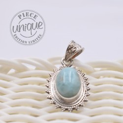 Pendentif Larimar argent baroque 3