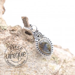 Pendentif Labradorite Argent Feuille 1