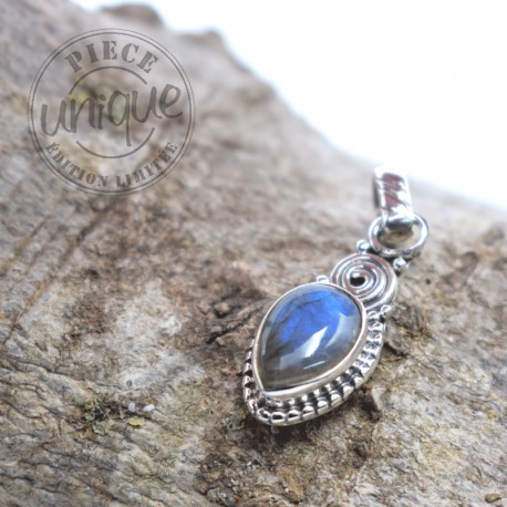 Pendentif Labradorite Argent Feuille 3