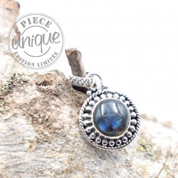 Pendentif Labradorite argent rond 2