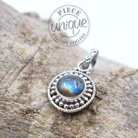 Pendentif Labradorite Argent rond 4