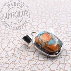 Turquoise Cuivre pendentif argent 1