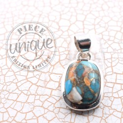 Turquoise cuivre pendentif argent 3