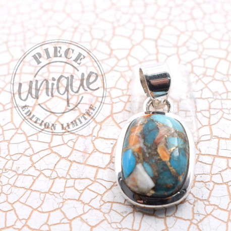 Turquesa cobre colgante plata 3