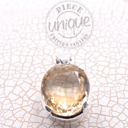 Pendentif en Citrine facetée argent 9