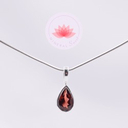 Ensemble pendentif mini Grenat larme plus chaîne argent 40cm