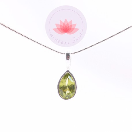 Conjunto colgante  Peridoto  mini 1 más cadena plata 42cm