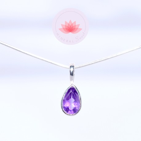 Ensemble pendentif mini Améthtyste 1 plus chaîne argent 42cm