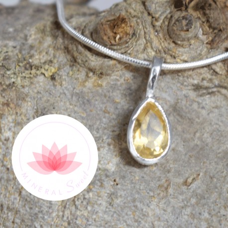 Ensemble Pendentif Citrine mini 1 + chaîne argent 40cm