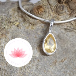 Ensemble Pendentif Citrine mini larme plus chaîne argent 42cm