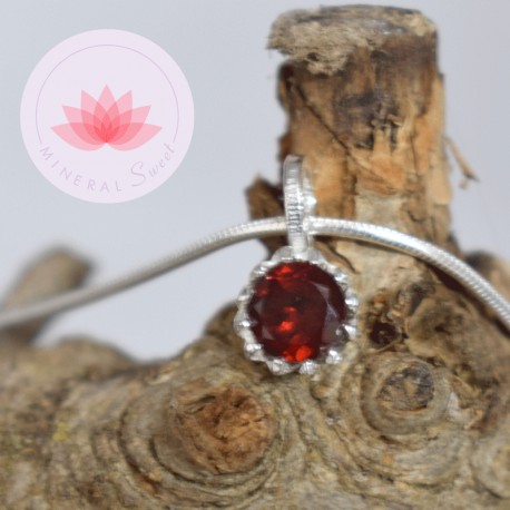 Conjunto colgante Granate mini 2 con cadena plata 40cm