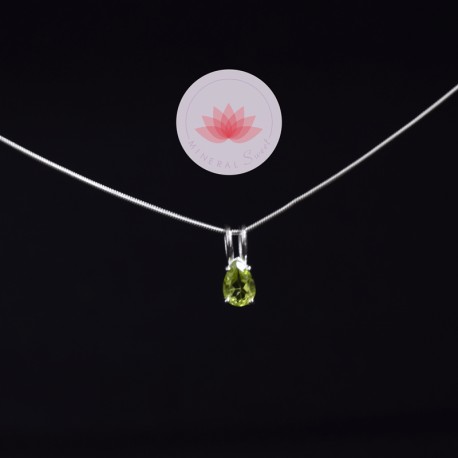 Ensemble pendentif Peridot mini larme 2 plus chaîne argent 42cm