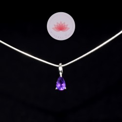 Conjunto colgante Amatista mini lágrima 3 con cadena plata 42cm