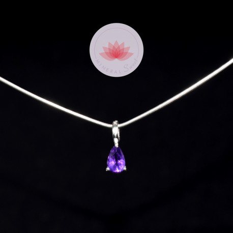 Conjunto colgante Amatista mini lágrima 3 con cadena plata 42cm