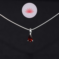 Conjunto colgante mini Granate lágrima 3 más cadena plata 40cm