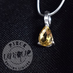 Ensemble pendentif Topaze mini larme 3 plus chaîne argent 42cm