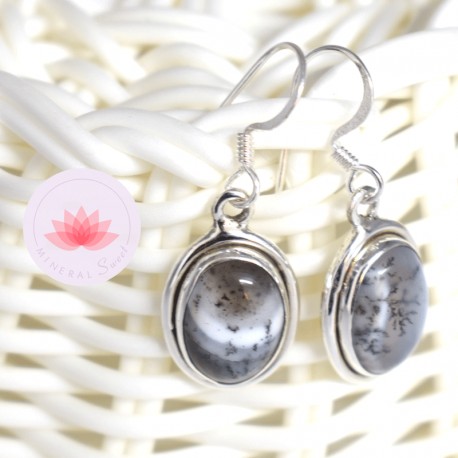 Boucle d'oreilles Opale Dendritique argent 3