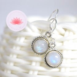 Boucle d'oreilles Pierre de Lune argent 7