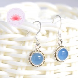 Pendientes ovales Calcedonia azul plata