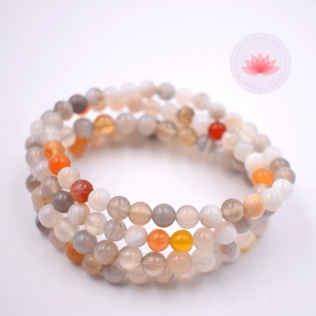 Bracelet Agate perles rondes 6mm