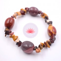 Bracelet Jaspe mokaïte chips et pierres roulées